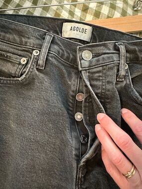 Agolde Faded Black High-Rise Button-Fly Jeans